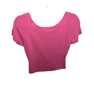 J.A.C. Hot Pink Knit Top Square Neck Short Sleeve Women's Size Medium